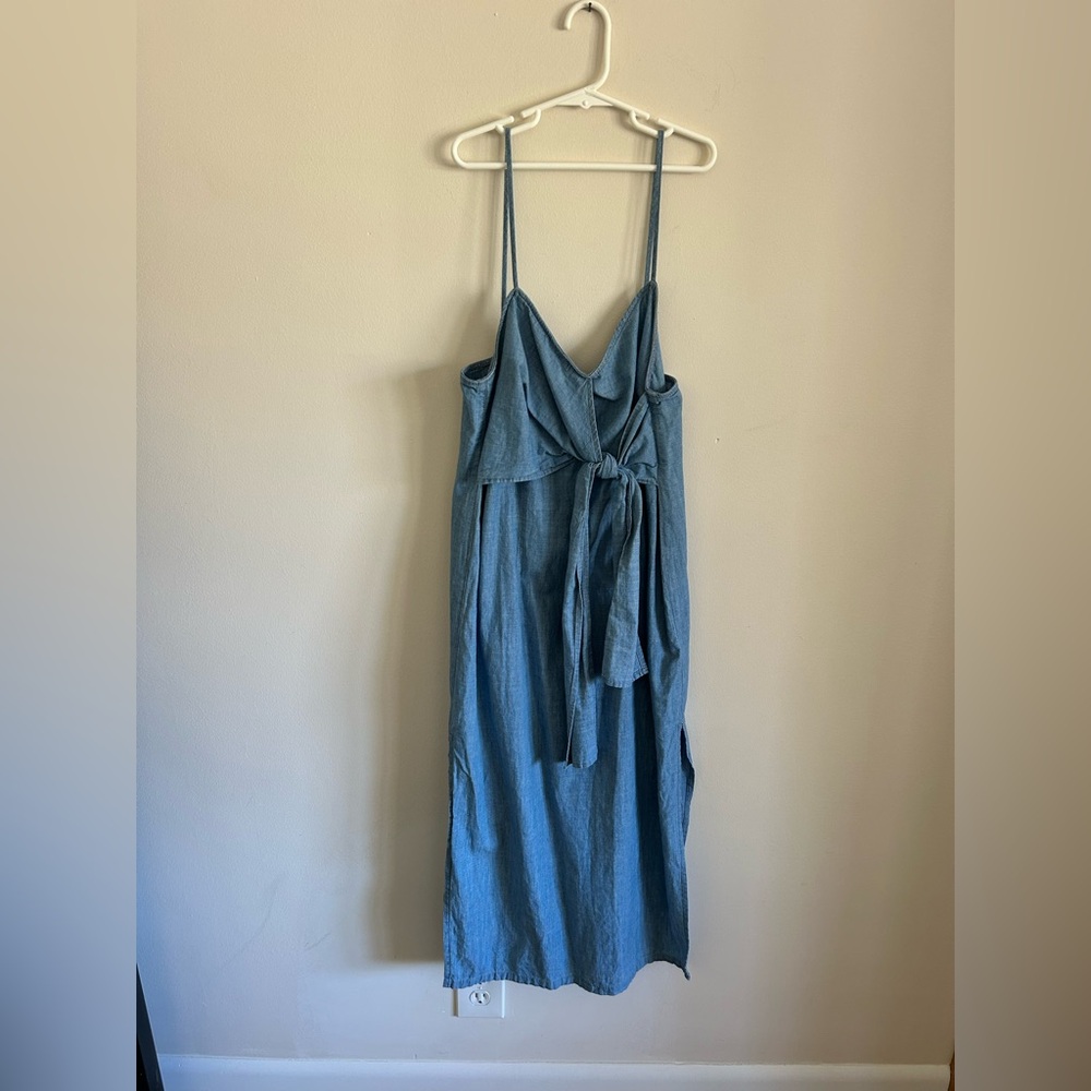 Topshop Strapless Blue Chambray Midi Dress in ladies 6